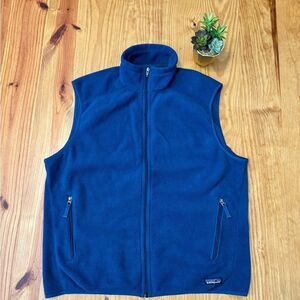 Patagonia Synchilla Fleece Solid Blue Full Zip Classic Vest 25184 Men's X-LARGE